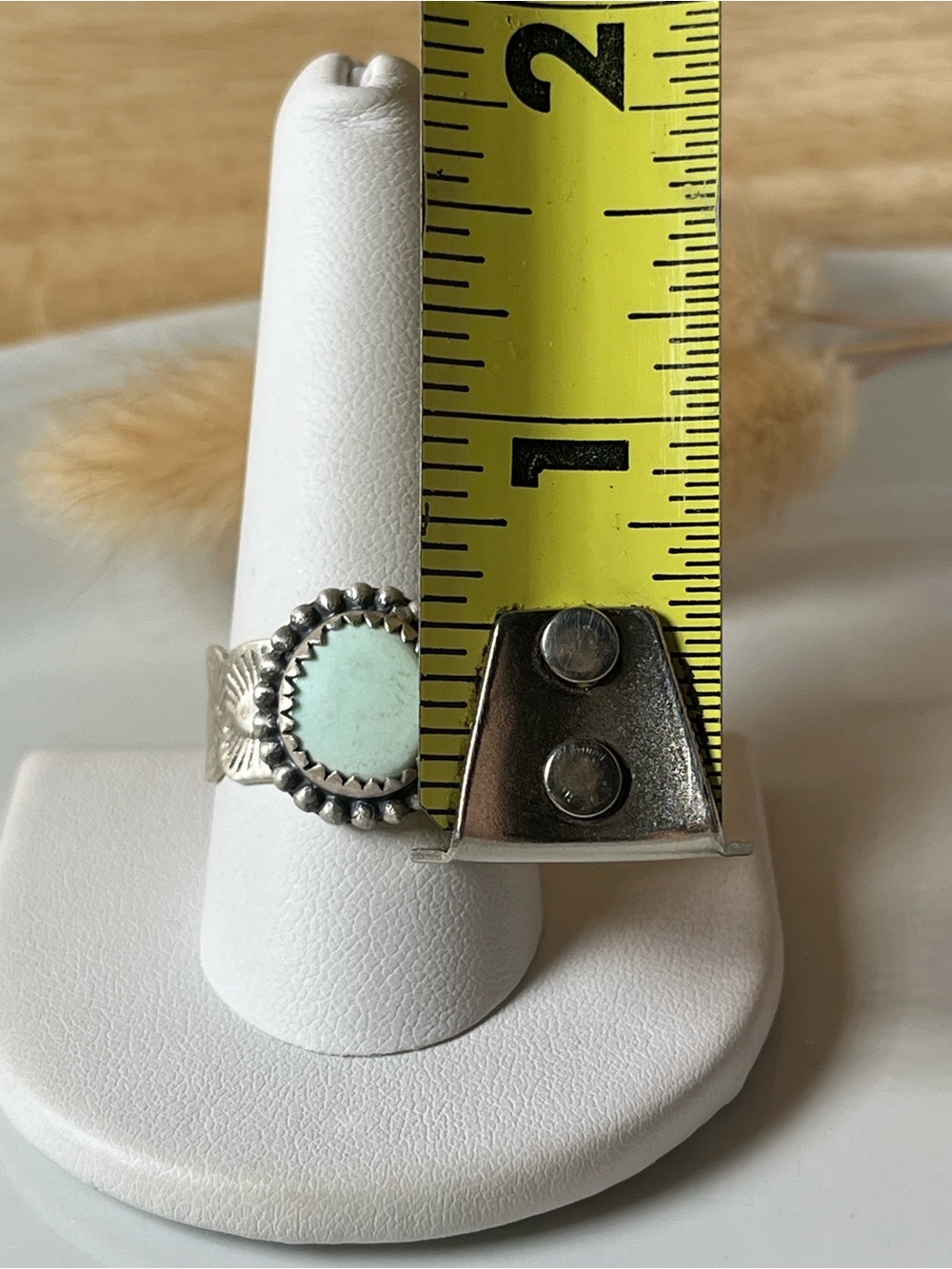 Solid Sterling Silver Paloma Turquoise Gemstone Cigar Band Ring Size 10 - Picture 7 of 8